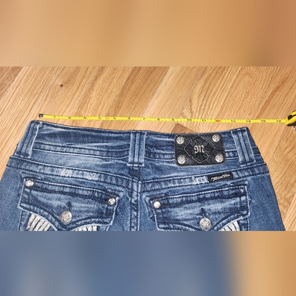 2PC MISS ME JEANS BLING WINGS SIZE 29 SKINNY & BOOT METALLIC NO SEPARATING - Picture 5 of 16